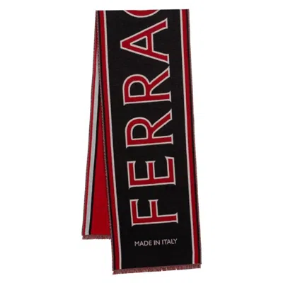 Ferragamo Maxi Logo Wool Scarf In Black