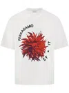 Ferragamo Short Sleeved T-shirt With Maxi Print Detail In White
