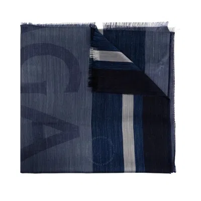 Ferragamo Maxi-striped Jacquard Stole In Blue