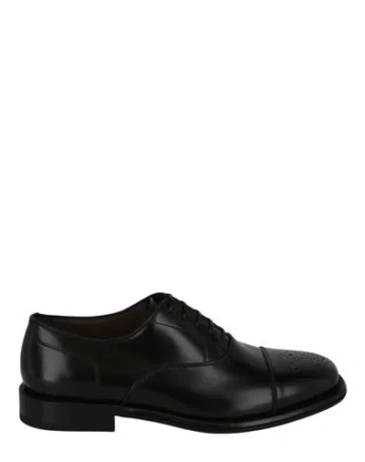 Ferragamo Maxime Oxfords Man Lace-up Shoes Black Size 8.5 Calfskin