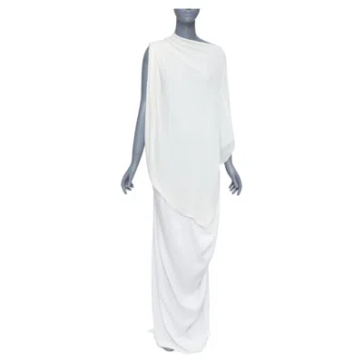Pre-owned Ferragamo Maximilian Davis 2023 Bridal Final Look Crystal Draped Gown It40 S In Gray