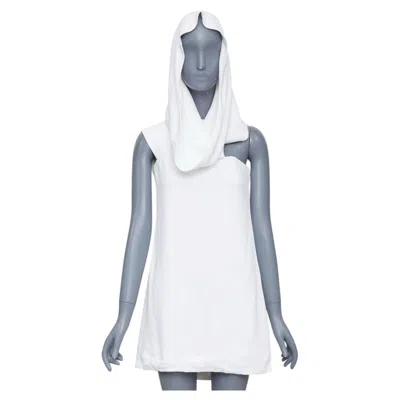 Pre-owned Ferragamo Maximilian Davis 2023 Runway Bridal White Hood Crepe Mini Dress It42 M