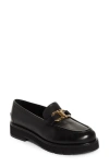 Ferragamo Maryan Chunky Sole Loafers With Gold-tone Hardware In Nero