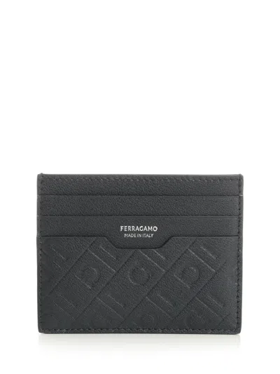 Ferragamo Md Embossed Card Case Wallets Blue