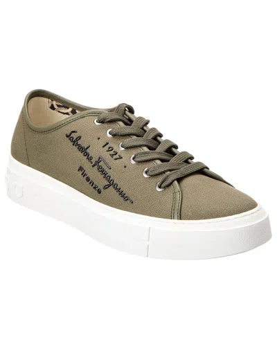 Ferragamo Mediterr Eco Canvas Sneaker In Green