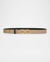 Ferragamo Mediterraneo Reversible Leather Gancini Belt In Brown