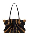 Ferragamo Medium Animal-print Gancini-pin Shoulder Bag In Multi
