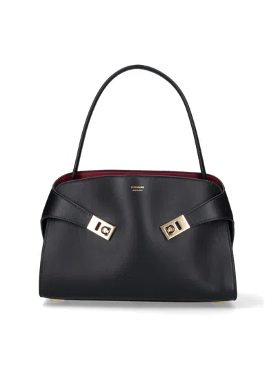 Ferragamo Medium Bag "hug Soft" In Black