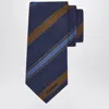 Ferragamo Medium Blue Regimental Jacquard Tie In Multi