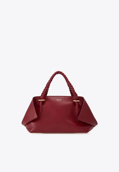 FERRAGAMO MEDIUM FOLDED LEATHER TOP HANDLE BAG