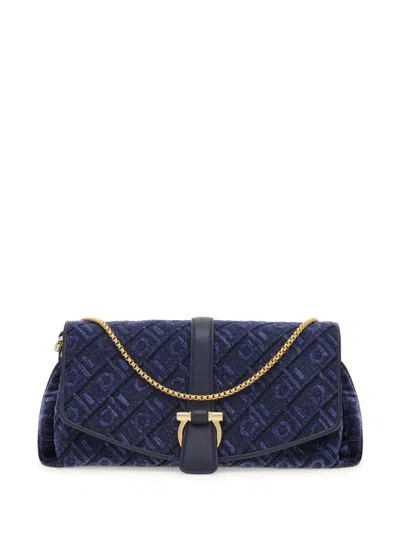 Ferragamo Medium Front Flap Crossbody Bag In Denim/midnight Blue