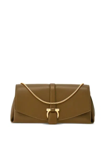 Ferragamo Medium Front Flap Soulder Bag In Green