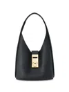 Ferragamo Medium Structured Hobo Handbag With Top Handle In Black