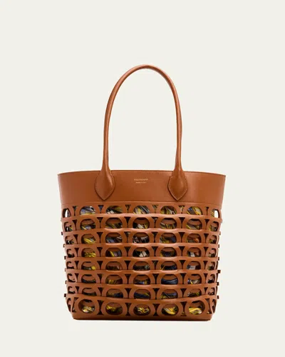 Ferragamo Medium Gancini Leather Outline Tote Bag In Brown