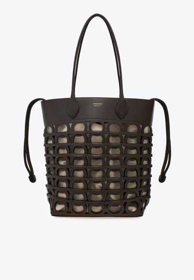 Ferragamo Medium Gancini Leather Tote Bag