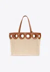 Ferragamo Medium Gancini Outline Woven-raffia Tote Bag In Sand