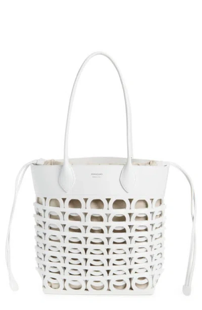 Ferragamo Medium Gancini Perforated Leather Tote
