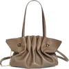 Ferragamo Medium Gancio Piercing Soft Leather Shoulder Bag In Concrete