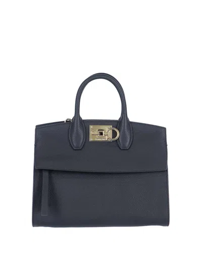 Ferragamo Studio Bag Small Leather Satchel In Black