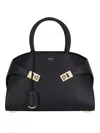 Ferragamo 'hug S' Black Handbag With Logo And Gancini Buckle In Negro