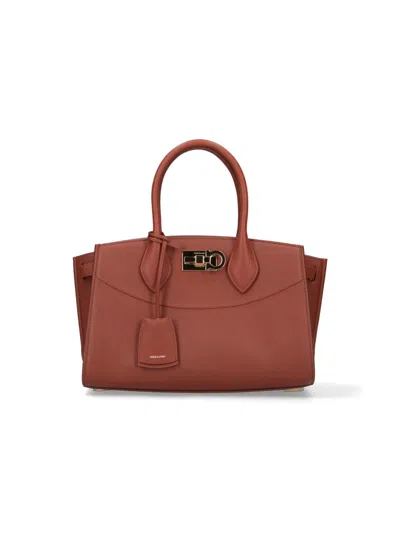 Ferragamo Medium Handbag "studio Soft" In Brown