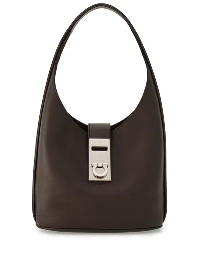 Ferragamo Medium Hobo Leather Tote Bag In Brown