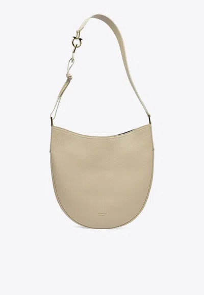 Ferragamo Medium Hobo Smile Bag In Sand