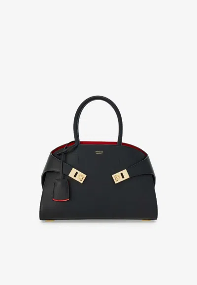 FERRAGAMO MEDIUM HUG BI-COLOR TOP HANDLE BAG