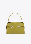 Ferragamo Structured Top Handle Shoulder Strap Metal Hardware In Green