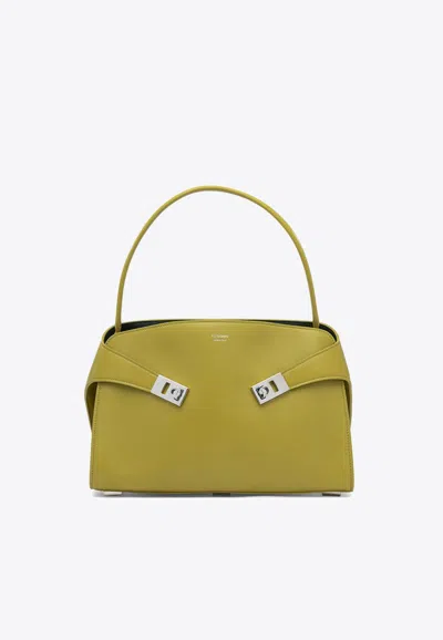 Ferragamo Medium Hug Calfskin Shoulder Bag In Green