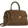 Ferragamo Small Hug Tote Bag In New Olive