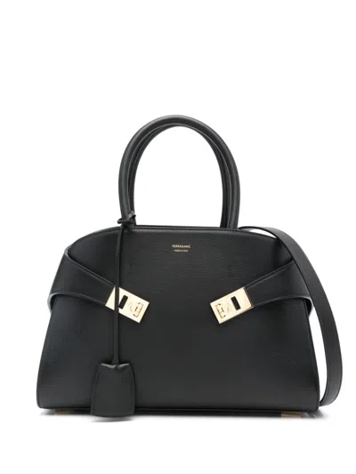 Ferragamo Medium Hug Gancini-buckle Tote Bag In Black