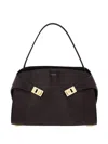 Ferragamo Medium Hug Gancini-buckles Shoulder Bag In Brown