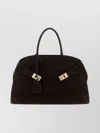 Ferragamo Dark Brown Suede Medium Hug Handbag