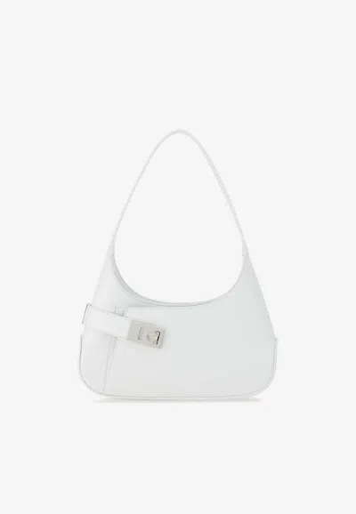 Ferragamo Medium Hug Leather Clutch Bag In White