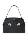 Ferragamo Structured Shoulder Bag Top Handle In Black