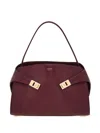 Ferragamo Medium Hug Leather Shoulder Bag In Burgundy