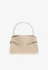 Ferragamo Medium Hug Leather Top Handle Bag In Beige