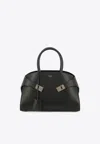 Ferragamo Hardware Gold-tone Shoulder Bag Structured Handles In Black