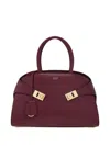 Ferragamo Medium Hug Leather Tote Bag In Red
