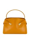 Ferragamo Medium Hug Maxi-grain Leather Shoulder Bag In Orange