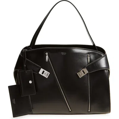 Ferragamo Medium Hug Multizip Shoulder Bag In Black