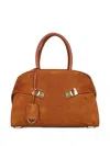 Ferragamo Hug S Beige Handbag With Logo And Gancini Buckle In Leather Woman In Brown