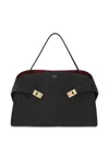 Ferragamo Structured Shoulder Bag Top Handle In Black