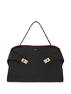 Ferragamo Structured Shoulder Bag Top Handle In Black