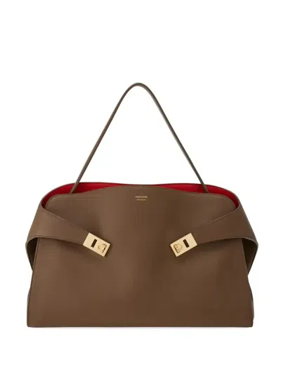 Ferragamo Medium Hug Shoulder Bag In Brown