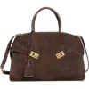 Ferragamo Medium Hug Suede Top Handle Bag In Brown