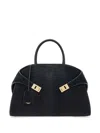 Ferragamo Medium The Hug Raffia Tote Bag In 黑色