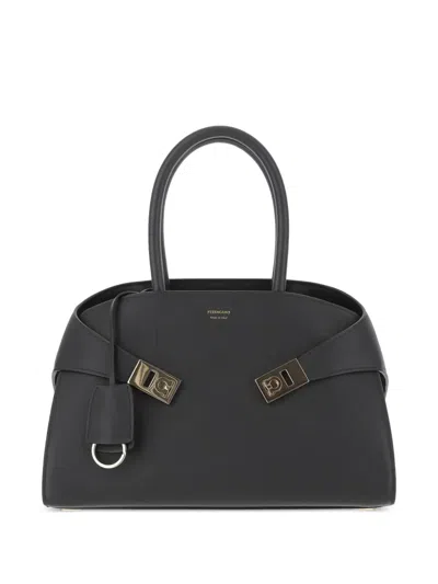 Ferragamo Medium Hug Tote Bag In Black