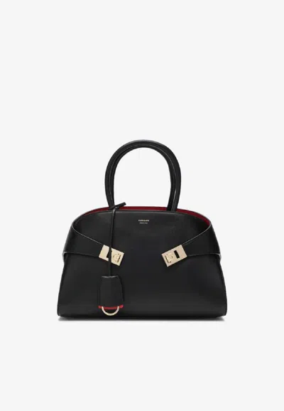 Ferragamo Medium Hug Tote Bag In Black